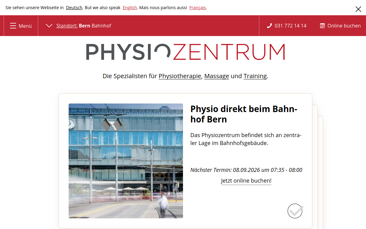 PHYSIOZENTRUM Bern Bahnhof - Physiotherapie, Massage & Training